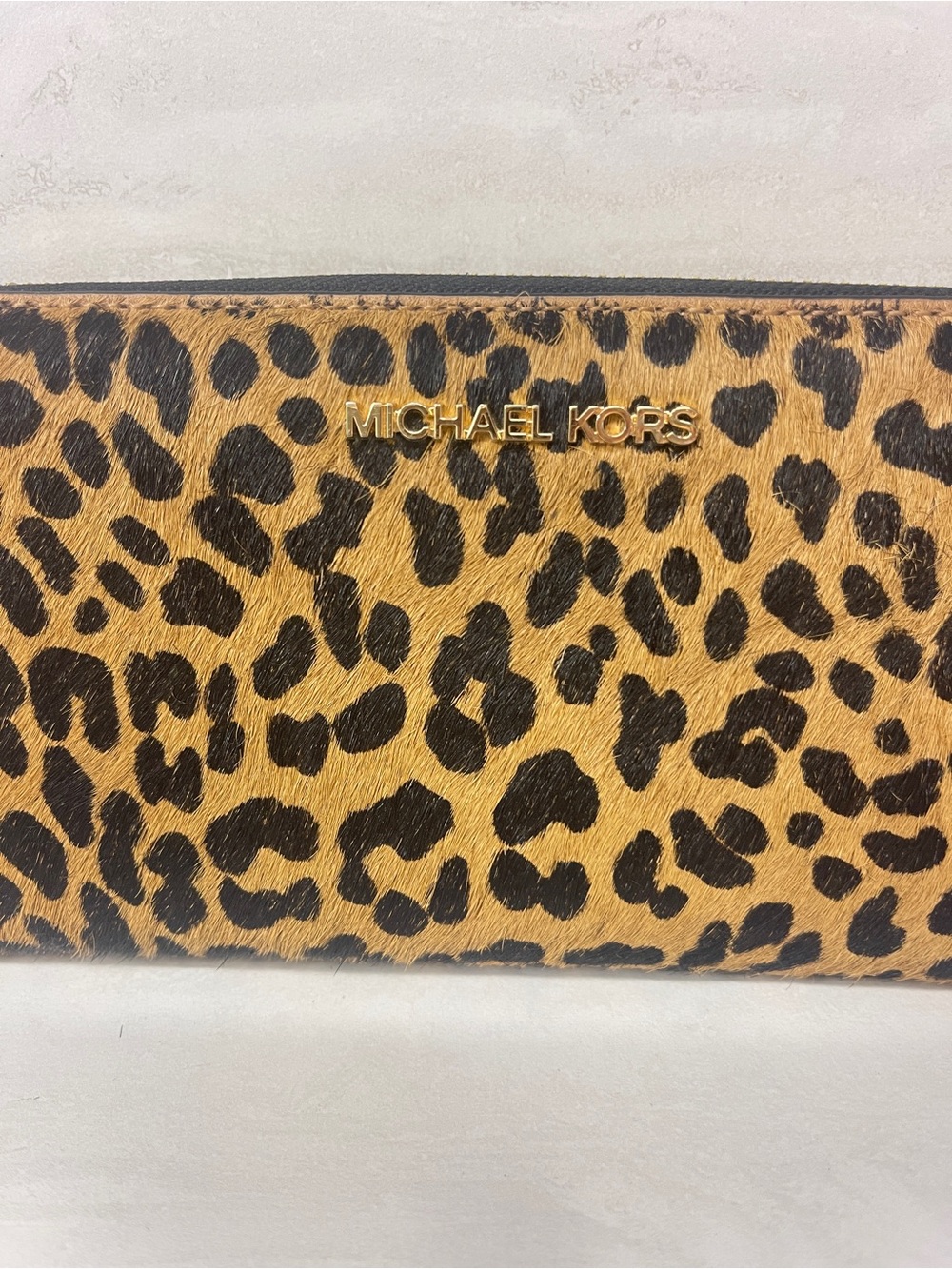 Michael Kors Continental Wallet/Wristlet Cheetah Print Black Calf Hair - Picture 6 of 6